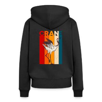 Kranich - Frauen Premium Bio Hoodie - Schwarz - Hinten - Julia (174cm)