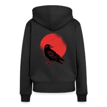 Rabe - Frauen Premium Bio Hoodie - Schwarz - Hinten - Julia (174cm)