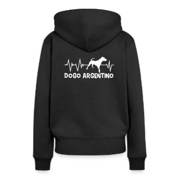 Dogo Argentino Herzschlag Geschenk - Frauen Premium Bio Hoodie - Schwarz - Hinten - Julia (174cm)