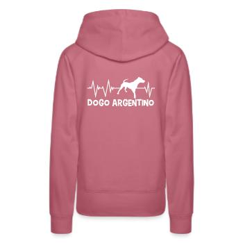 Dogo Argentino Herzschlag Geschenk - Frauen Premium Bio Hoodie - Malve - Hinten - Isabella (175cm)
