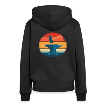 Amboss - Frauen Premium Bio Hoodie - Schwarz - Hinten - Julia (174cm)