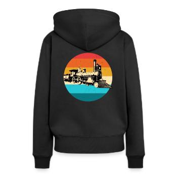 Train - Sweat à capuche Premium bio Femme - noir - Dos - Julia (174cm)