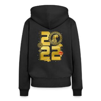 Chinesisches Neujahr 2022 - Frauen Premium Bio Hoodie - Schwarz - Hinten - Julia (174cm)