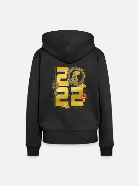 Chinesisches Neujahr 2022 - Frauen Premium Bio Hoodie - Schwarz