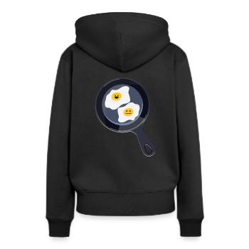 Œufs au plat - Sweat à capuche Premium bio Femme - noir - Dos - Julia (174cm)