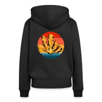 Gingembre - Sweat à capuche Premium bio Femme - noir - Dos - Julia (174cm)