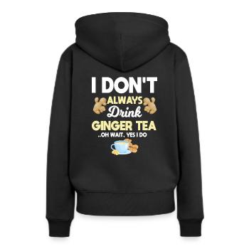Thé au gingembre - Sweat à capuche Premium bio Femme - noir - Dos - Julia (174cm)
