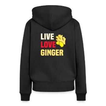 Chemise au gingembre - Sweat à capuche Premium bio Femme - noir - Dos - Julia (174cm)