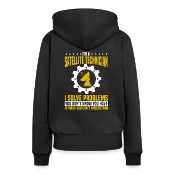 Technicien satellite - Sweat à capuche Premium bio Femme - noir - Dos - Julia (174cm)