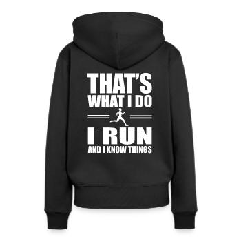 Lauf Läufer Laufen - Frauen Premium Bio Hoodie - Schwarz - Hinten - Julia (174cm)