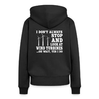 Windräder - Frauen Premium Bio Hoodie - Schwarz - Hinten - Julia (174cm)
