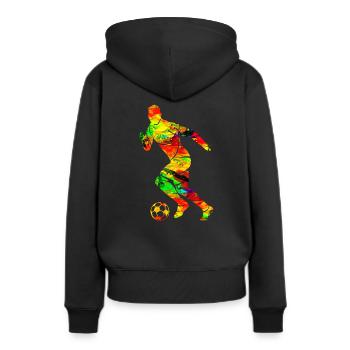 Fussballspieler - Frauen Premium Bio Hoodie - Schwarz - Hinten - Julia (174cm)