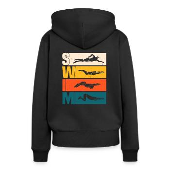 Schwimmen - Frauen Premium Bio Hoodie - Schwarz - Hinten - Julia (174cm)