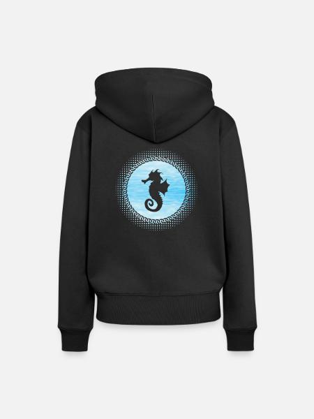 Seepferdchen - Frauen Premium Bio Hoodie - Schwarz