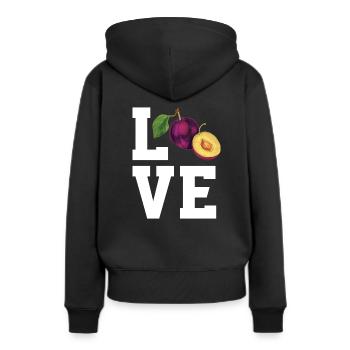 Chères prunes - Sweat à capuche Premium bio Femme - noir - Dos - Julia (174cm)