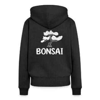 Bonsai - Frauen Premium Bio Hoodie - Schwarz - Hinten - Julia (174cm)