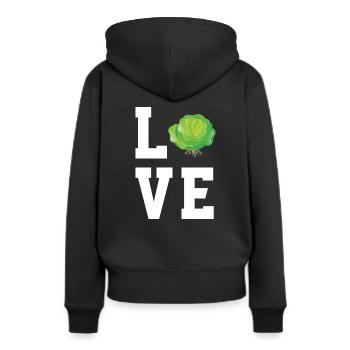 Liebe Kohl - Frauen Premium Bio Hoodie - Schwarz - Hinten - Julia (174cm)