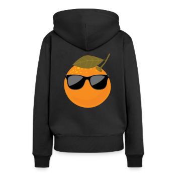 Coole Mandarine - Frauen Premium Bio Hoodie - Schwarz - Hinten - Julia (174cm)