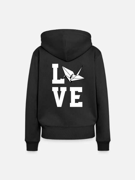 Liebe Origami - Frauen Premium Bio Hoodie - Schwarz