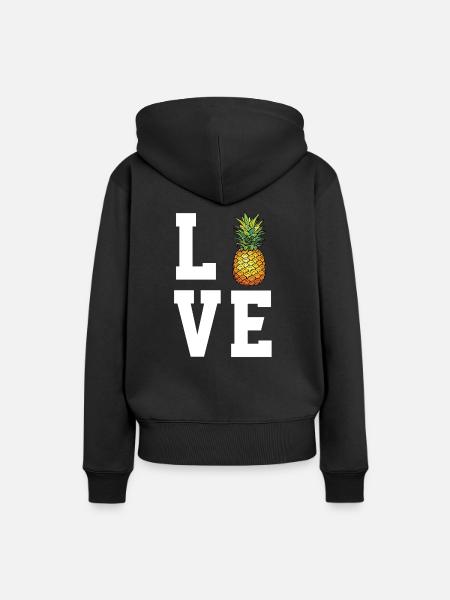 Liebe Ananas - Frauen Premium Bio Hoodie - Schwarz