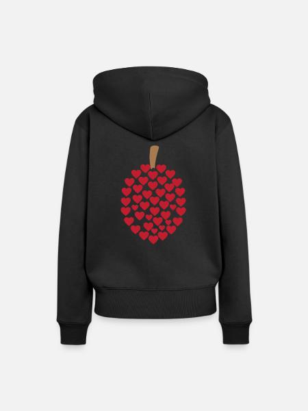 Durian Herzen - Frauen Premium Bio Hoodie - Schwarz