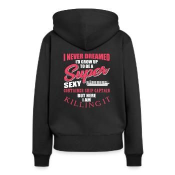 Capitaine de porte-conteneurs - Sweat à capuche Premium bio Femme - noir - Dos - Julia (174cm)