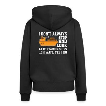 Amateurs de porte-conteneurs - Sweat à capuche Premium bio Femme - noir - Dos - Julia (174cm)