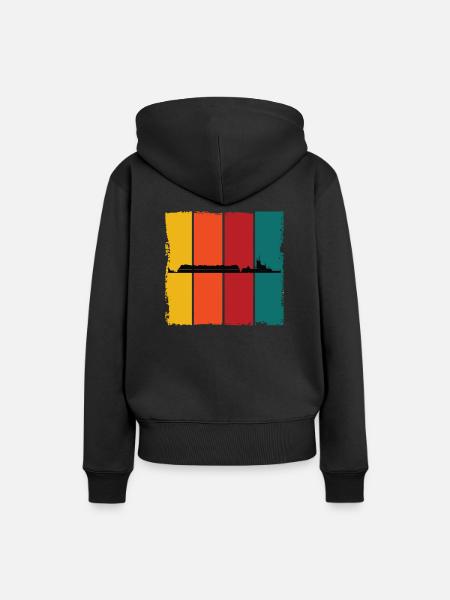Schleppschiff Retro - Frauen Premium Bio Hoodie - Schwarz
