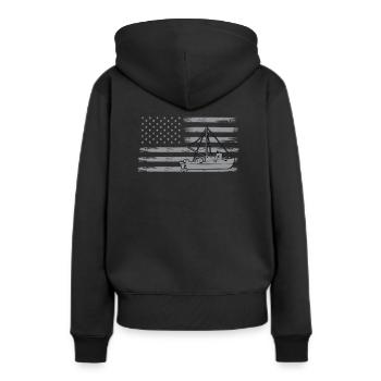 Fischkutter USA Fahne - Frauen Premium Bio Hoodie - Schwarz - Hinten - Julia (174cm)