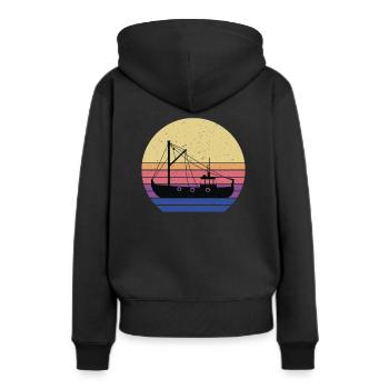 Cutter de pêche Retro Design - Sweat à capuche Premium bio Femme - noir - Dos - Julia (174cm)
