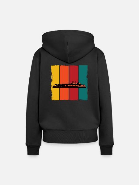 Fährschiff Retro Fähre - Frauen Premium Bio Hoodie - Schwarz