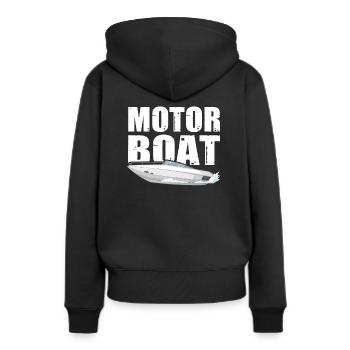 Motorboot - Frauen Premium Bio Hoodie - Schwarz - Hinten - Julia (174cm)