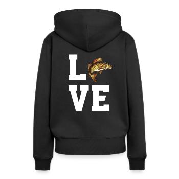 Liebe Zander - Frauen Premium Bio Hoodie - Schwarz - Hinten - Julia (174cm)