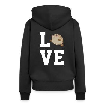 Cher poisson-globe - Sweat à capuche Premium bio Femme - noir - Dos - Julia (174cm)