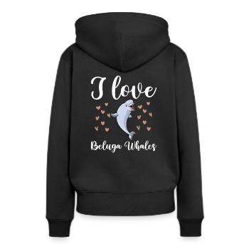Ich Liebe Beluga Wale - Frauen Premium Bio Hoodie - Schwarz - Hinten - Julia (174cm)