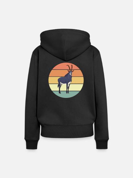 Retro Antilope Geschenk - Frauen Premium Bio Hoodie - Schwarz