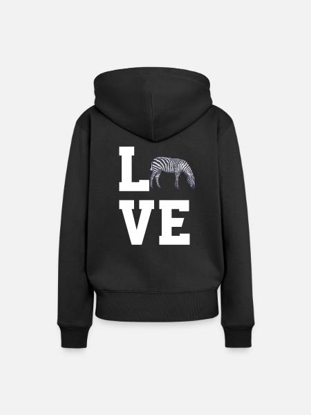 Liebe Zebras - Frauen Premium Bio Hoodie - Schwarz