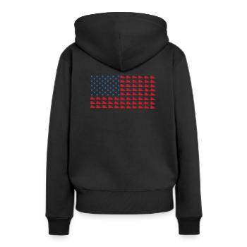 USA Bulldozer Fahne - Frauen Premium Bio Hoodie - Schwarz - Hinten - Julia (174cm)