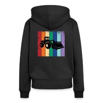 Chargeuse sur pneus - Sweat à capuche Premium bio Femme - noir - Dos - Julia (174cm)