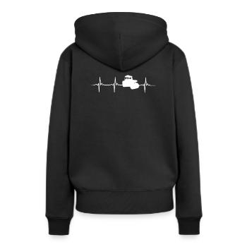 Walze Herzschlag - Frauen Premium Bio Hoodie - Schwarz - Hinten - Julia (174cm)
