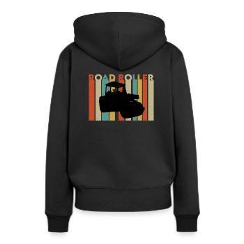 Retro Roller Road Construction - Women’s Premium Organic Hoodie - black - Back - Julia (174cm)