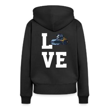 Liebe Walzen - Frauen Premium Bio Hoodie - Schwarz - Hinten - Julia (174cm)