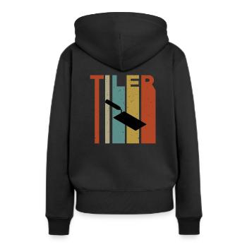 Conception de truelle de carreaux rétro - Sweat à capuche Premium bio Femme - noir - Dos - Julia (174cm)