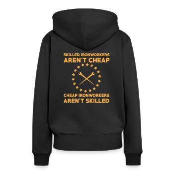 Slogan du monteur de charpentes métalliques - Sweat à capuche Premium bio Femme - noir - Dos - Julia (174cm)