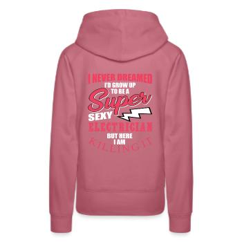 Lustiger Elektriker Spruch - Frauen Premium Bio Hoodie - Malve - Hinten - Isabella (175cm)