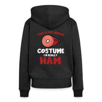 Jambon - Sweat à capuche Premium bio Femme - noir - Dos - Julia (174cm)