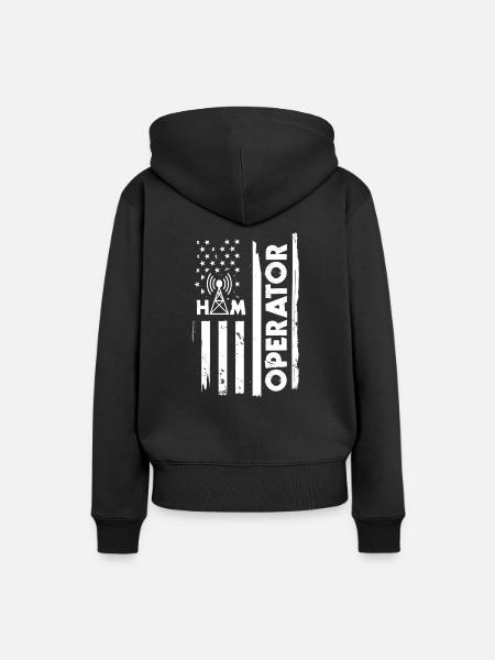 Amateurfunker Mit Usa-flagge - Frauen Premium Bio Hoodie - Schwarz