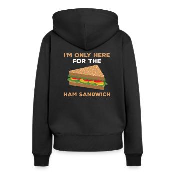Pain au jambon - Sweat à capuche Premium bio Femme - noir - Dos - Julia (174cm)