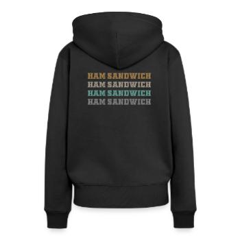 Sandwich au jambon - Sweat à capuche Premium bio Femme - noir - Dos - Julia (174cm)
