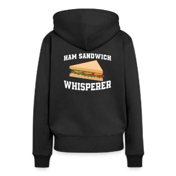 Chuchoteur de sandwich au jambon - Sweat à capuche Premium bio Femme - noir - Dos - Julia (174cm)